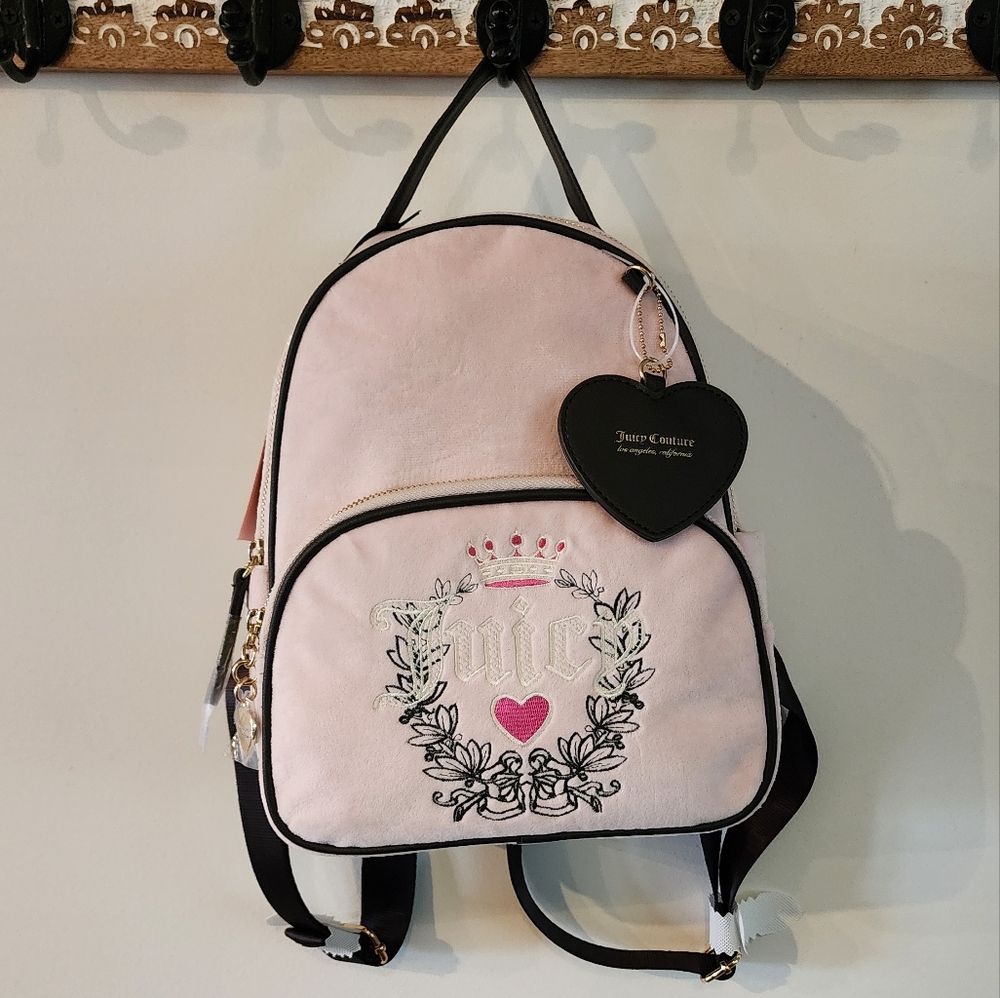 Juicy Couture Velour Backpack Blush Pink and Dark Brown NWT